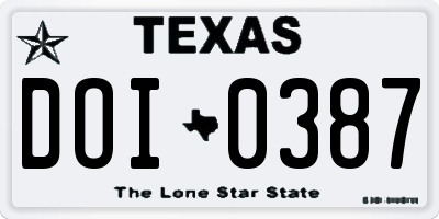 TX license plate DOI0387