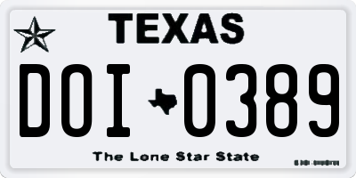 TX license plate DOI0389