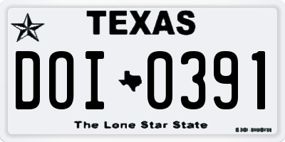 TX license plate DOI0391
