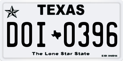TX license plate DOI0396