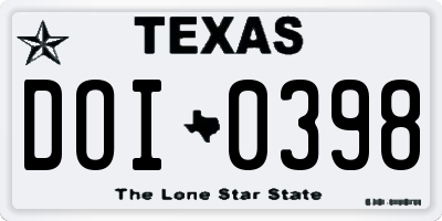 TX license plate DOI0398