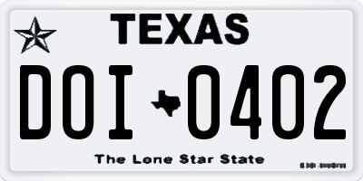TX license plate DOI0402
