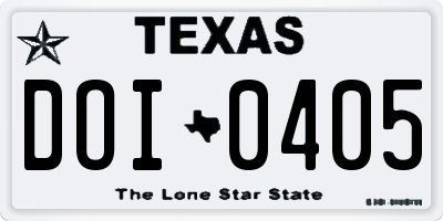 TX license plate DOI0405