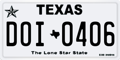 TX license plate DOI0406
