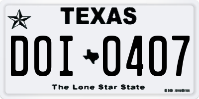 TX license plate DOI0407