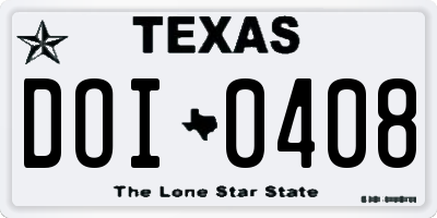 TX license plate DOI0408