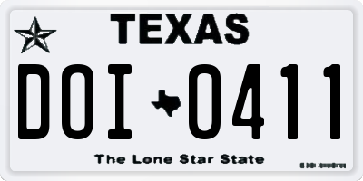 TX license plate DOI0411