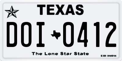 TX license plate DOI0412