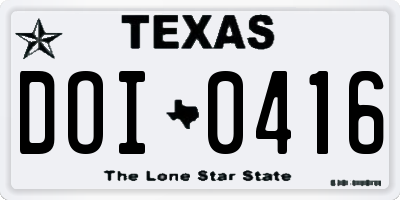 TX license plate DOI0416