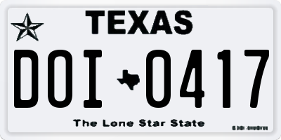 TX license plate DOI0417