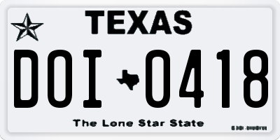 TX license plate DOI0418