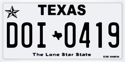 TX license plate DOI0419