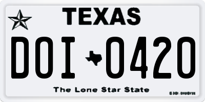 TX license plate DOI0420