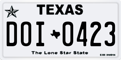 TX license plate DOI0423