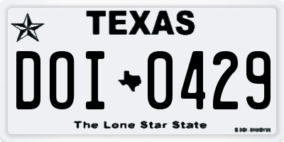 TX license plate DOI0429
