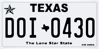 TX license plate DOI0430