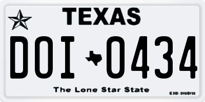 TX license plate DOI0434