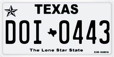 TX license plate DOI0443