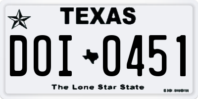 TX license plate DOI0451