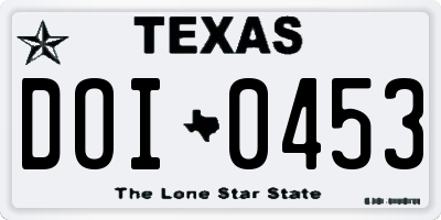 TX license plate DOI0453