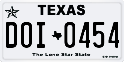 TX license plate DOI0454