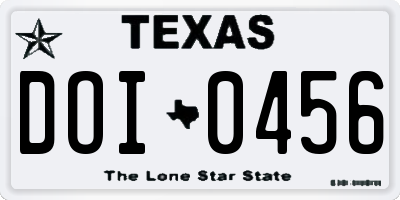 TX license plate DOI0456