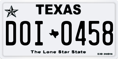 TX license plate DOI0458