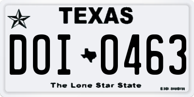 TX license plate DOI0463