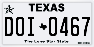 TX license plate DOI0467