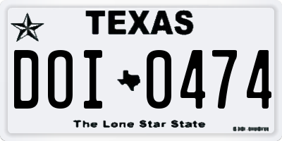 TX license plate DOI0474