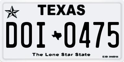 TX license plate DOI0475