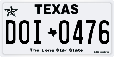 TX license plate DOI0476