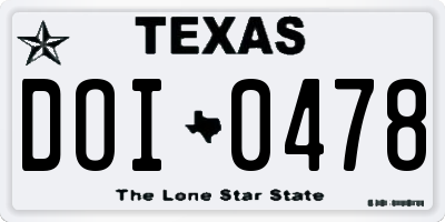 TX license plate DOI0478