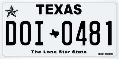 TX license plate DOI0481
