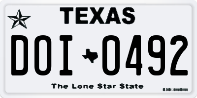TX license plate DOI0492