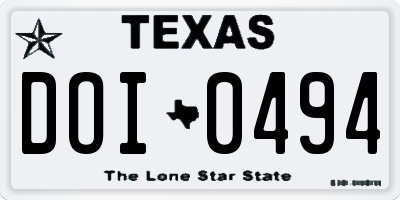 TX license plate DOI0494