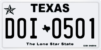 TX license plate DOI0501
