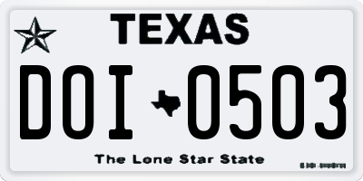 TX license plate DOI0503