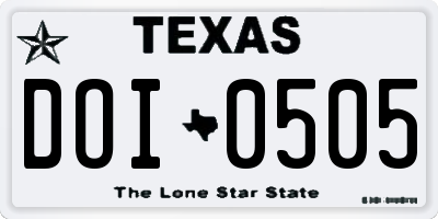 TX license plate DOI0505