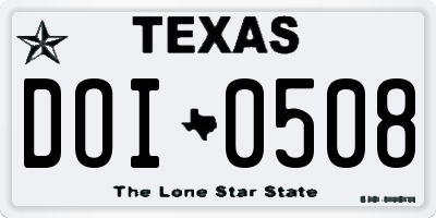 TX license plate DOI0508