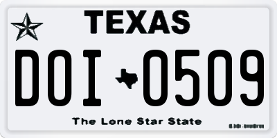 TX license plate DOI0509