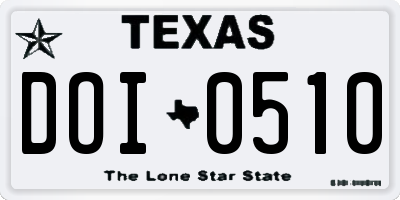 TX license plate DOI0510