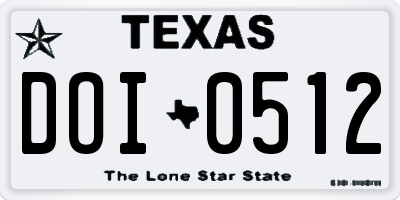 TX license plate DOI0512