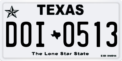 TX license plate DOI0513