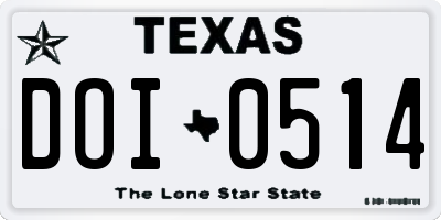 TX license plate DOI0514