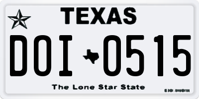 TX license plate DOI0515