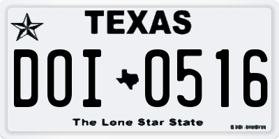 TX license plate DOI0516