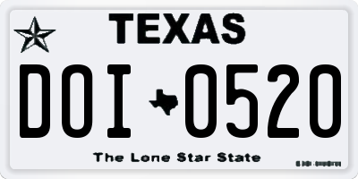 TX license plate DOI0520