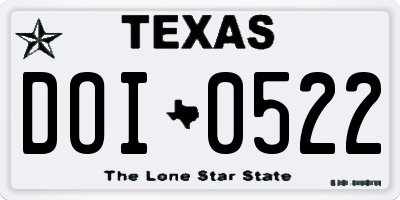 TX license plate DOI0522