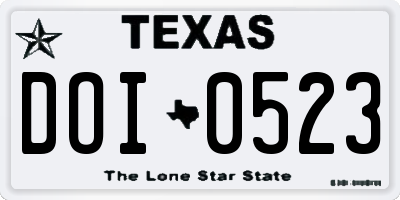 TX license plate DOI0523
